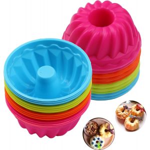Tianyi-Lot De 24 Mini Moules &Agrave; Kouglof - En Silicone - R&eacute;utilisables - Pour Muffins Et Cupcakes - Diam&egrave;tre : 6,5 Cm - Hauteur : 3,5 Cm (4 Couleurs) - Neuf