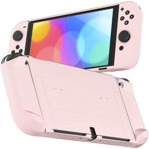 Protective Case Compatible with Nintendo Switch OLED,Dock for Switch Console OLED and Joycon,Cute Accessories for Switch OLED with Comfortable Grip-Pink - Neuf