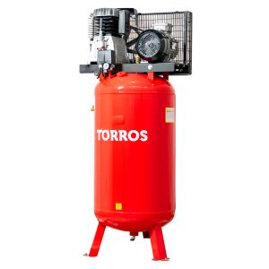 Compresseur vertical &agrave; entra&icirc;nement par courroie &agrave; huile cuve 270 L 4 kW / 5,5 Ch 10 bars 620 l/min 400 V Torros TCV2707510T - Neuf