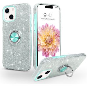 Kalanka-Coque Pour Iphone 14 Avec Anneau Rotatif 360° Support De Voiture Magnétiqu, Paillettes Scintillantes Brillantes La Mode Etui Protection, À Anti-Rayure Antichoc Housse Pour, Vert - Neuf