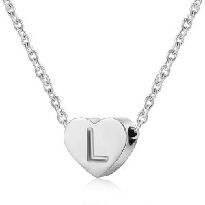Kal-Collier Femme Coeur Argent Avec Lettre Pendentif Collier Prénom Initiale Femme Et Fille Anniversaire Cadeau Exquis Et Mignon - Neuf
