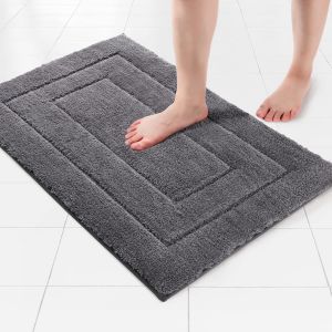 KAL-Tapis De Bain Épaissi Microfibre, Antidérapant, Absorbant, Confortable, Hirsute, Lavable En Machine (Gris Foncé, 50 X 80 Cm) - Neuf