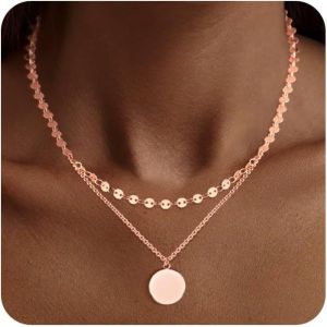 Kal-Colliers Femme Argent, Collier Pendentif Pour Femmes, Double Collier Femme Colier, Longueur Ajustable Collier Femme, Cadeau Pour Anniversaire,Noël,Fête Des Mères,Saint Valentin - Neuf