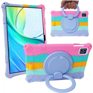 &Eacute;tui De Protection Pour Tablette Teclast M50 Pro/Teclast M50/Teclast M50hd 10'' [Support &Agrave; 360&deg;] En Silicone Souple Fin, Anti-Chocs, Anti-Chute, Rose Multicolore - Neuf
