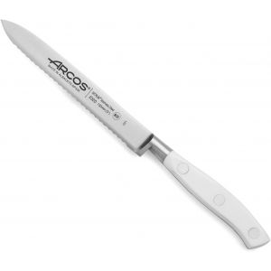 Oayew-Couteau &Agrave; Tomate Forg&eacute; En Acier Inoxydable Nitrum. Lame 130 Mm. Manche Ergonomique En Polyoxym&eacute;thyl&egrave;ne (Pom). S&eacute;rie Riviera Blanc. Couleur Blanc - Neuf