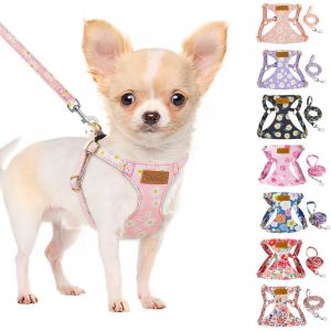 Jgd-Harnais Petit Chien: Harnais Pour Chiots En Daim Souple Et L&eacute;ger, Sans Traction, Avec Laisse Et Boucle, Harnais Chiot Pour Chiens De Petite Et Moyenne Taille - Neuf