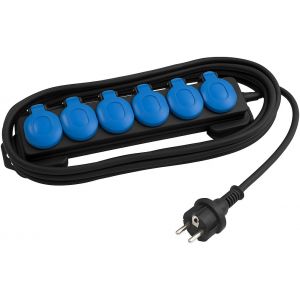 Prise Ext&eacute;rieure &Eacute;tanche IP54 u2013 Multiprise Ext&eacute;rieure 6 Prises Schuko u2013 250 V / 16 A u2013 3 680 W Max u2013 C&acirc;ble 1,5 m u2013 Bo&icirc;tier Robuste pour Jardin & Terrasse u2013 R&eacute;sistante aux Intemp&eacute;ries - Neuf