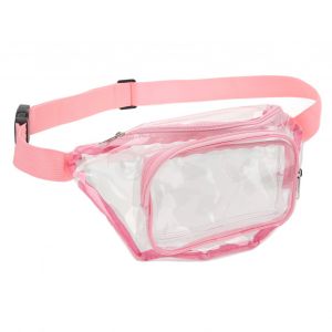 Sac banane transparent en PVC, resistant a l'eau, fermeture eclair, sac banane polyvalent pour voyage, rose - Neuf