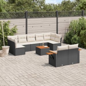 Prolenta Premium - Salon De Jardin 10 Pcs Avec Coussins Noir R&eacute;sine Tress&eacute;e - Neuf