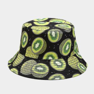 Chapeaux De P&ecirc;cheur De Plage Mignon Chapeau De Seau Pour Femmes,R&eacute;versible Double-Side-Wear,Kiwi - Neuf