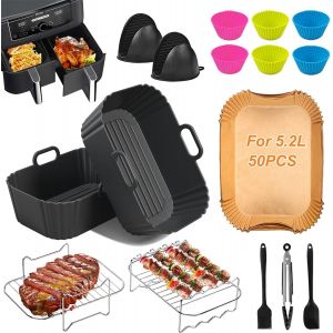 16 Paquet Moule Silicone Air Fryer pour Ninja Foodi AF400EU AF300EU Double Stack SL400EU 9.5L, Air Fryer Accessoires, Plat pour Air Fryer Ninja Accessoires de cuisine r&eacute;utilisables - Neuf