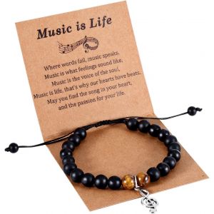 Bracelet Noir En Forme De Note De Musique, Bracelet Pour Professeur De Musique Avec Carte De V?Ux De Musique, Bijoux Pour Chorale, Bracelets À Breloques Pour Amateurs De Musique, B[Bra9201188] - Neuf