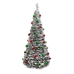 Sapin de No&euml;l ESPRIT PVC vert effet neige avec LED hauteur 180 cm d&eacute;coration int&eacute;rieure - Neuf