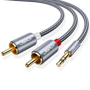 MEVRONISSHOP-C&acirc;ble Cinch Jack Audio 3.5mm M&acirc;le vers 2 RCA M&acirc;le C&acirc;ble RCA Jack St&eacute;r&eacute;o Compatible avec TV PC T&eacute;l&eacute;phone Tablette Amplificateur Cha&icirc;ne HiFi DVD Barre de Son Home Cin&eacute;ma Autoradio Enceinte - Neuf
