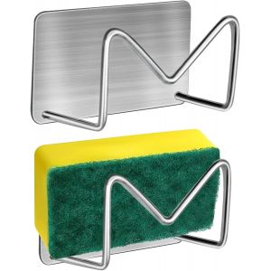 Porte-Éponge Autocollant En Acier Inoxydable 304, Sans Perçage, Pour Évier De Cuisine, Lot De 2 - Neuf