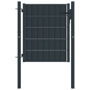 Prolenta Premium - Portail De Cl&ocirc;ture En Pvc Et Acier 100 X 81 Cm Anthracite - Neuf