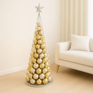 Arbre d&eacute;coratif HWC-O91, sapin de No&euml;l, arbre d&eacute;coratif, d&eacute;coration de No&euml;l, sapin de No&euml;l &agrave; d&eacute;corer, m&eacute;tal 160 cmcouleur argent - Neuf