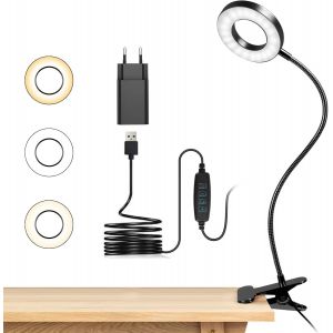 Lampe De Bureau À Pince 48 Led Flexible À 360°Lampe Lecture Clipsable 3 Modes D¿Éclairage &10 Niveaux De Luminosité Led Usb Pour Étude Et Travail, Noir [Classe Énergétique F] - Neuf