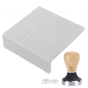 Hjlian Ensemble De Presse A Cafe 58 Mm, Manche En Hetre, Marteau A Cafe, Tapis De Bourrage En Relief Pour Cafe A Domicile, Gris - Neuf