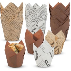 Jexnovashop-150 Caissette Muffins Papier, Moules Cupcake Tulipe, Papier Muffin Cuisson Polyvalent, Papier Cupcake Id&eacute;al Pour Mariages, Anniversaires D&iquest;Enfants Et Accessoires De F&ecirc;te. - Neuf