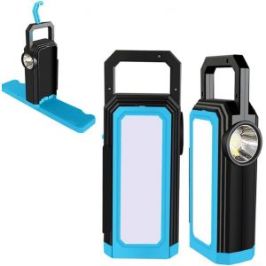 Lampe &Agrave; Suspendre &Agrave; Charge Solaire, Lampe De Poche Led Portable, Lampe De Travail, Avec Base Magn&eacute;tique De Batterie, Pour La Maison, Les Urgences Et Le Camping (Bleu) - Neuf
