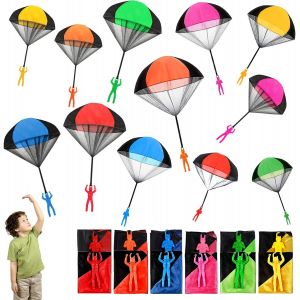ERYI-Lot De 12 Parachute Jouet, Jetant À Main Pour Soldats Parachute Jouet Set, Jouet De Parachutiste Jeu Extérieurs Pour Enfant, Cadeau Pour Enfants 4 Ans Et Plus - 2 Positions De Saut 6 Couleurs - Neuf