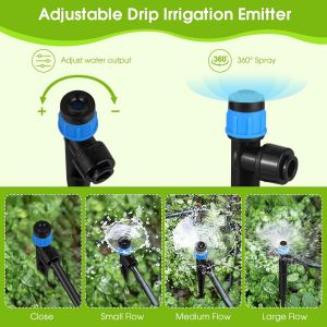 Lot de 30 arroseurs d'arrosage réglables à 360 degrés - Avec piquet et support de tuyau Micro Drip - Pour tuyau de 6,35 mm - Pour serre, plantes en pot, bleu - Neuf