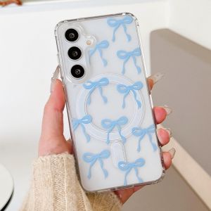 TRAHOO-Coque Magn&eacute;tique pour Samsung Galaxy S25 Plus 5G Transparent &Eacute;tui Housse de T&eacute;l&eacute;phone en Motif de Papillon Case avec Recharge sans Fil, Antichoc Bumper Cover pour Filles Femme, Bleu - Neuf