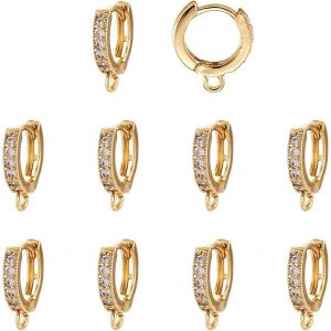 Senior-Pandahall Lot De 10 Boucles D'oreilles Cr&eacute;oles En Zircon Cubique Plaqu&eacute; Or V&eacute;ritable &Agrave; Levier Rond Composants De Boucle D'oreille Arri&egrave;re Pour Femme Cadeau Fabrication De Bijoux 15 X 2,5 X[L1375] - Neuf