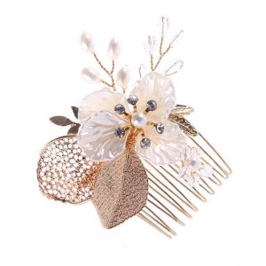 Peigne &iquest;&iquest; Cheveux De Mari&iquest;&iquest;E Dor&iquest;&iquest; Avec Perles Artificielles Et Strass, Accessoire Polyvalent Et Facile &iquest;&iquest; Porter - Neuf