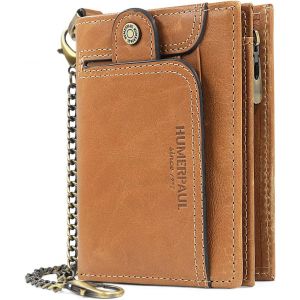 Portefeuille Homme En Cuir Blocage Rfid Porte Monnaie Homme Avec Chaîne Petit Portefeuille Pour Homme Et Porte-Cartes Poche À Monnaie Classique Porte Feuille Boîte Cadeau - Neuf