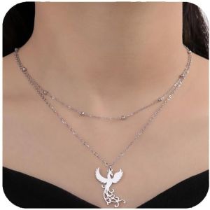 Kal-Collier Phoenix Pour Femmes Collier Pendentif Oiseau De Feu Phoenix En Acier Inoxydable Pour Hommes Cadeaux De Bijoux Tendance - Neuf