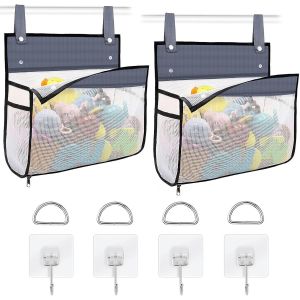 Cap-Lot De 2 Organiseurs De Jouets De Bain En Maille À Suspendre Pour Tout-Petits, Décoration De Salle De Bain, Baignoire, Jouets Grande Capacité, Multi-Usage Pour Salle Bain, Douche, Baignoire - Neuf