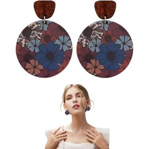 Kalhx-Boucles D'oreilles Pendantes Bohèmes,Boucles D'oreilles Pendantes En Bois De Style Bohemes Vintage Créoles Rondes Ethniques Légères Chics Pendantes Pour Femmes Bijoux Cadeaux,Style Renaissance - Neuf