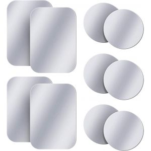 Lot De 10 Plaques M&eacute;talliques Avec Adh&eacute;sif Pour Aimant T&eacute;l&eacute;phone Voiture, Plaques Fines De M&eacute;tal Pour Support Voiture Magn&eacute;tique(6 Rondes + 4 Rectangulaires) - Neuf