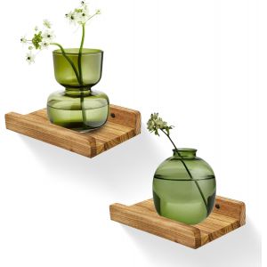 Jexnovashop-Bois Massif, &Eacute;tag&egrave;res Murales De 20 Cm, Planche En Bois Rustique, &Eacute;tag&egrave;res D&eacute;coratives Pour Photos Pour Salon, Cuisine, Chambre &Agrave; Coucher, Livres, Lot De 2, Noir Carbonis&eacute; - Neuf