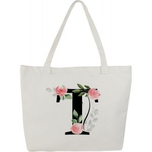 Sjzg-Tote Bag Personnalis&eacute;, 100% Toile De Coton, Sac Tissus Avec Pr&eacute;nom, Imprim&eacute; De A &Agrave; Z, Doubl&eacute;, Cadeau Personnalis&eacute; Maitresse - Neuf