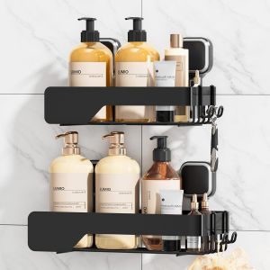 Lot de 2 &eacute;tag&egrave;res de Douche &agrave; Ventouse en Acier Inoxydable Antirouille - Panier Mural sans Per&ccedil;age - Grande Capacit&eacute; - Ventouse amovible - Organisateurs de Salle de Bain et D&eacute;coration - Neuf