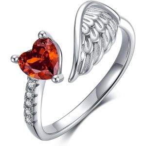 Yemaesre-Bague De Fiançailles En Argent Sterling 925 Avec Cristaux De C?ur Pour Femme - Bague Réglable, Argent Sterling, Zircone - Neuf