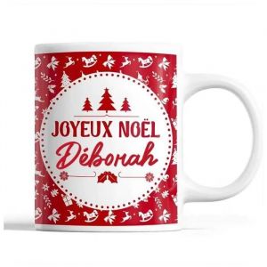 Tasse No&euml;l D&eacute;borah Rouge | Mug Pr&eacute;nom Id&eacute;e Cadeau Secret Santa - Neuf