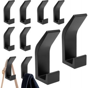 10 Pi&egrave;ces Crochet Mural Adhesif, Porte Manteau Mural, Accroche Serviette Salle de Bain, Etanche, Antirouille, Noir, Crochet Torchon Cuisine, peut &ecirc;Tre Utilis&eacute; sur les Armoires, les Murs, sans Percer - Neuf