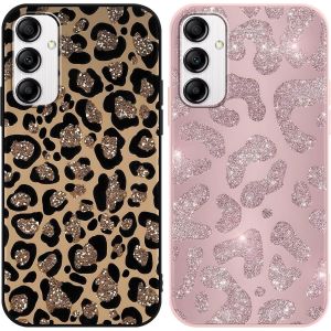 JGD-2 Pi&egrave;ces Coque pour Samsung Galaxy A14 5G 6,8"", &Eacute;tui Souple TPU Aesthetic Motif Paillette Dessin Durable Fine Silicone Housse de Antichoc Anti-Rayures Protection Cover pour Fille, L&eacute;opard - Neuf