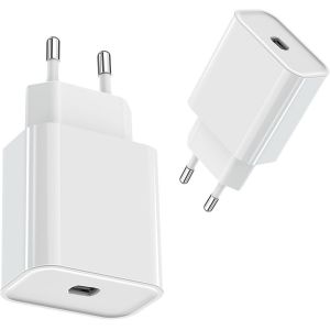 Chargeur Usb C,2 Pack Prise 25w Secteur Rapide Boitier Usb C Pour Iphone 16/16 Pro/16 Pro Max/16 Plus/15/15 Pro Max/15 Plus/14/13/12/11,Ipad Pro,Usbc Prise Secteur Mural Type C Alimentation - Neuf
