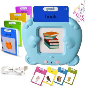 ERYI-Cartes Flash Parlantes Éducatives Pour Enfants Talking Flash Cards 112 Cartes 224 Mots De 3 4 5 6 7 Ans Montessori Autiste Jouet Éducatif Pour Enfant Cadeau D'Anniversaire Motami (Anglais-Bleu) - Neuf