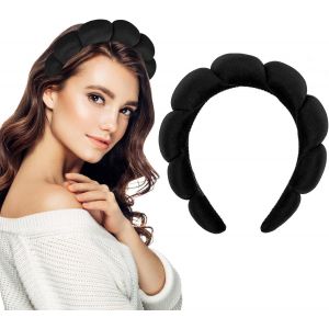 (Noir) Spa Bandeau Pour Les Femmes, Maquillage Bandeau De Soins De La Peau Bandeau Éponge Doux Tissu Éponge Bandeau Accessoires Cheveux Pour Visage Nettoyage, Démaquillage, Douche, Soins De La Peau - Neuf