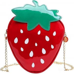 Ventes promotionnelles Fraise Sac à main en forme de fruit Sac à main PU Téléphone en métal Chaîne croisée Sac à bandoulière Portefeuille pour femmes fille - Neuf