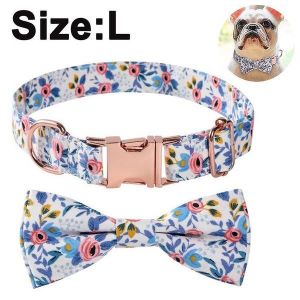 Collier Personnalis&eacute; Floral Elegance Pour Chiennes - &Eacute;l&eacute;gant, R&eacute;glable, Avec Noeud Amovible Pour Les Occasions Sp&eacute;ciales - Neuf