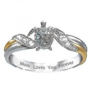 Bague Tortue Maman T'aime Pour Toujours Tortue Bague Tortue Cristal Bijoux Cloutés - Neuf