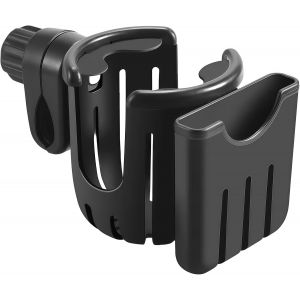 Asfasfq-Arvoni Porte Gobelet Poussette, 2 En 1 Porte-Gobelet Pour Poussette Avec Support Pour Téléphone Portable, 360° Universel Porte-Gobelet Pour Poussette Abc Design, Cybex, Hauck, Joie (Noir) - Neuf