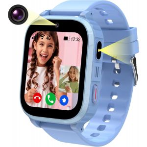 4G Montre Connect&eacute;e Enfant GPS, Montre GPS Enfant Tracker avec Appel Vid&eacute;o SOS R&eacute;veil Appareil Cam&eacute;ra IP68 Mode Scolaire Jeux Chat, Montre IntelligenteEnfant Cadeau pour Filles et Gar&ccedil;ons - Neuf